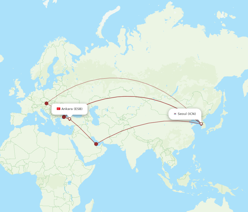 ICN-ESB flight routes