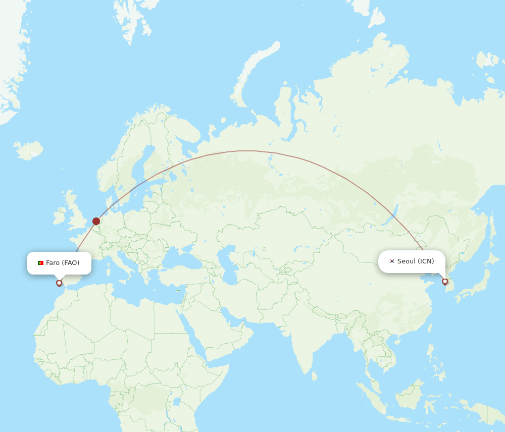 ICN-FAO flight routes