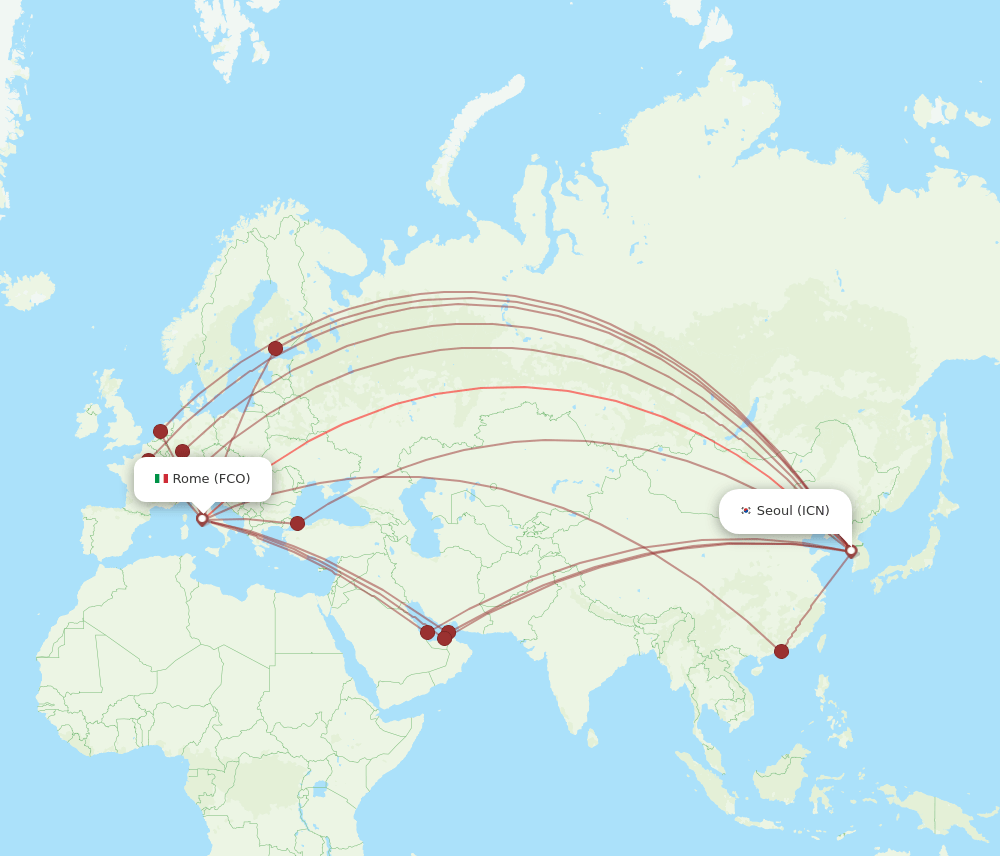 ICN-FCO flight routes