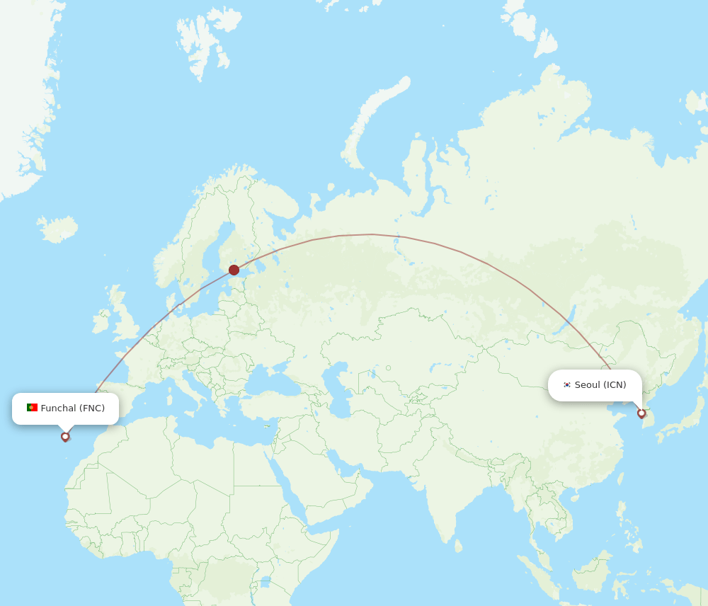 ICN-FNC flight routes