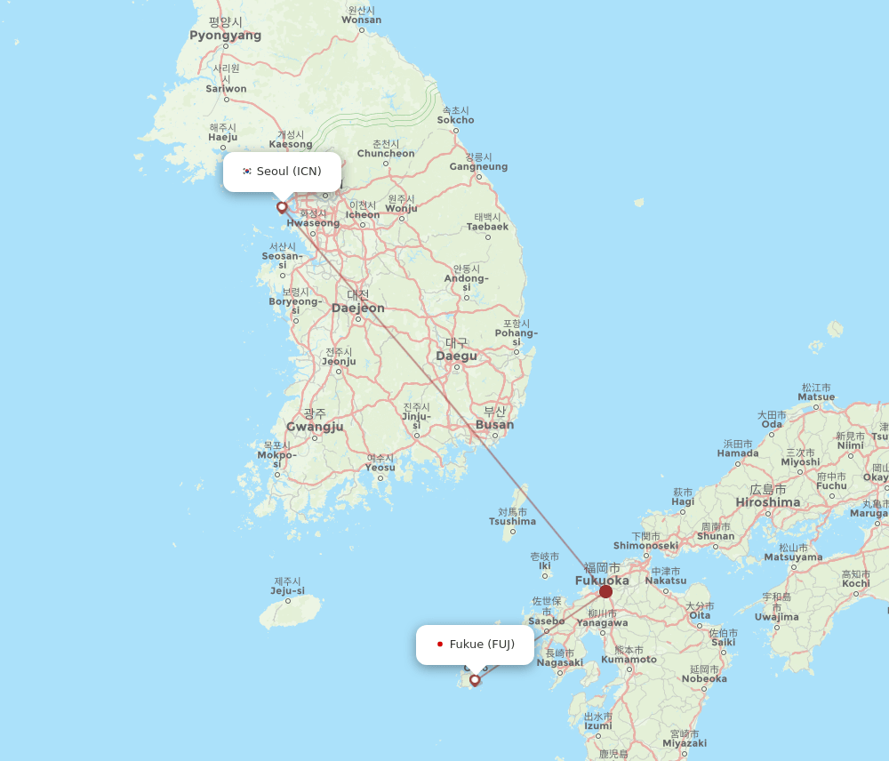 ICN-FUJ flight routes