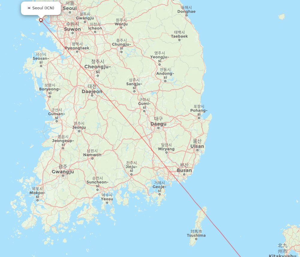 ICN-FUK flight routes