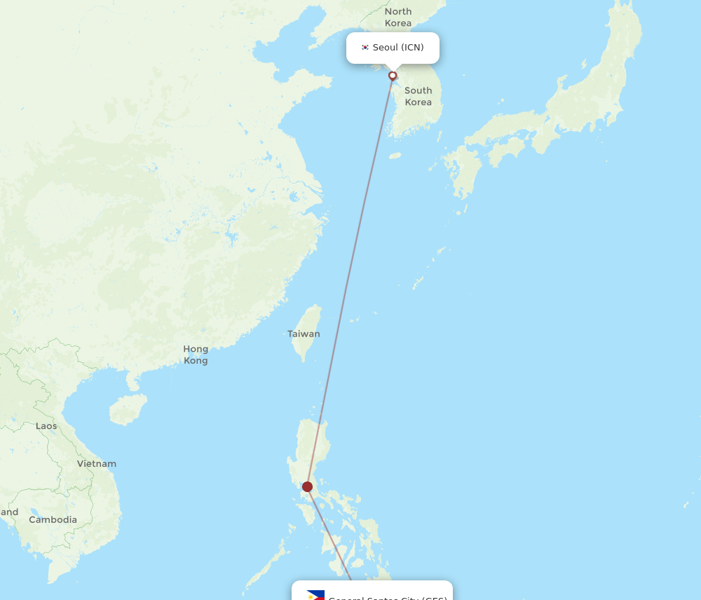 ICN-GES flight routes