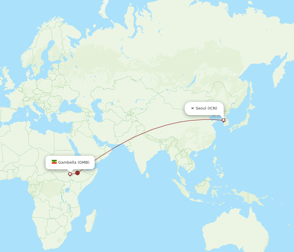 ICN-GMB flight routes