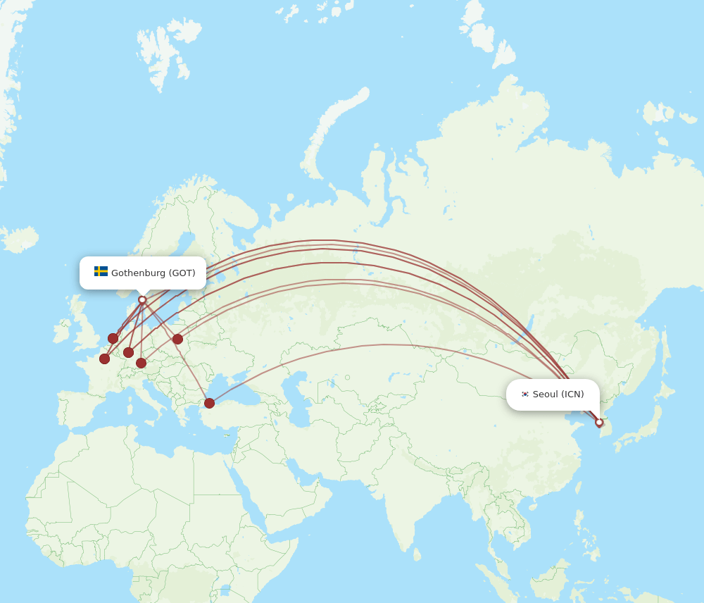 ICN-GOT flight routes