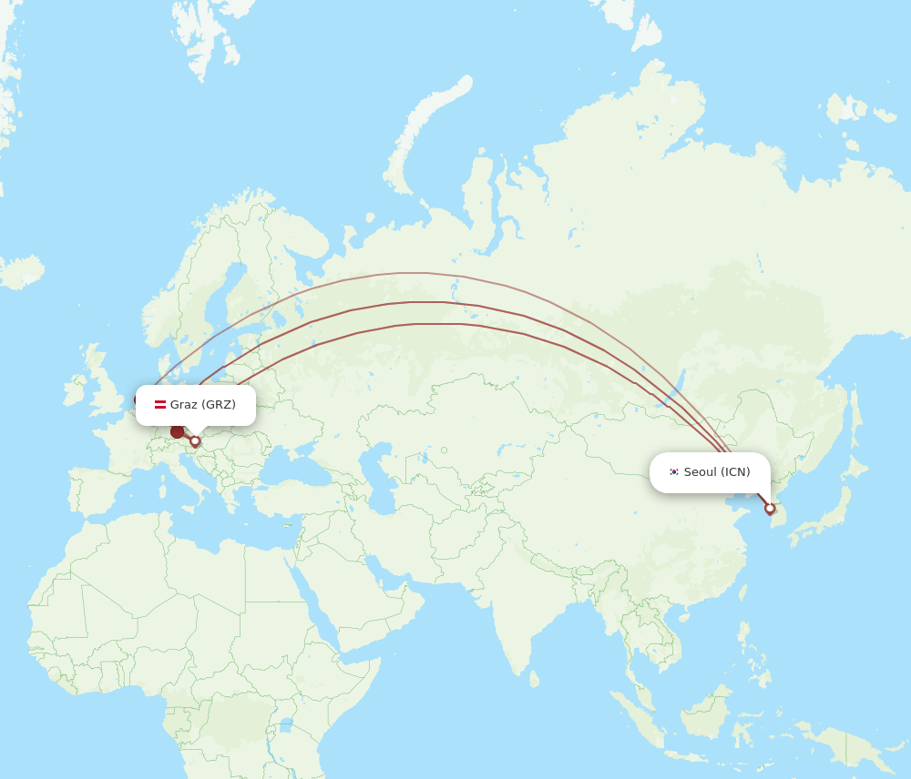 ICN to GRZ flights and routes map