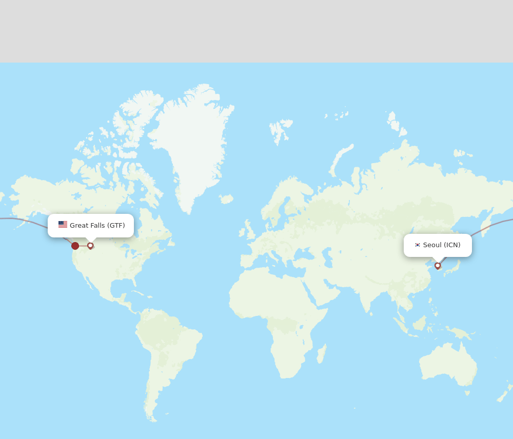 ICN to GTF flights and routes map