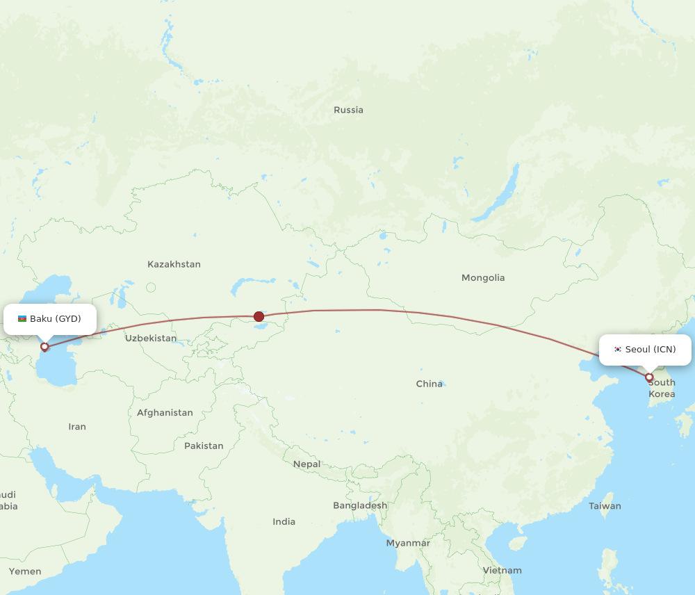ICN-GYD flight routes