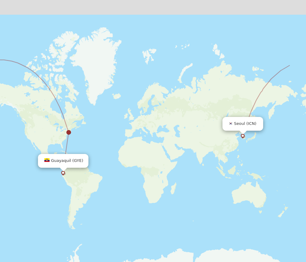 ICN to GYE flights and routes map