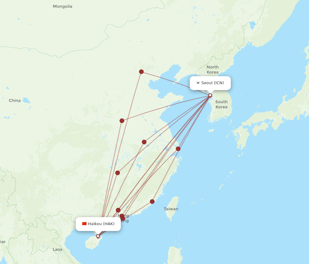 ICN-HAK flight routes