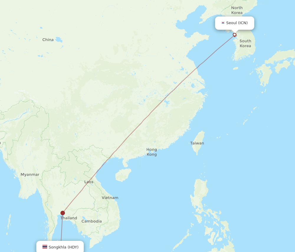 ICN-HDY flight routes