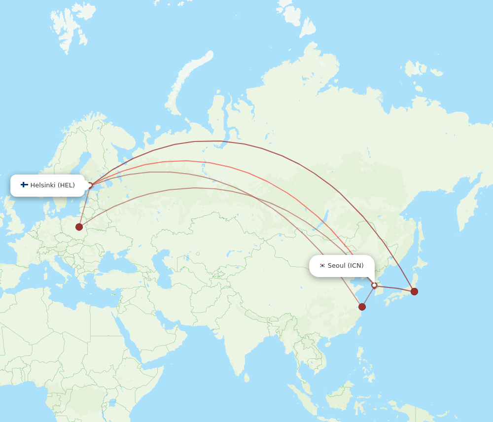 ICN-HEL flight routes