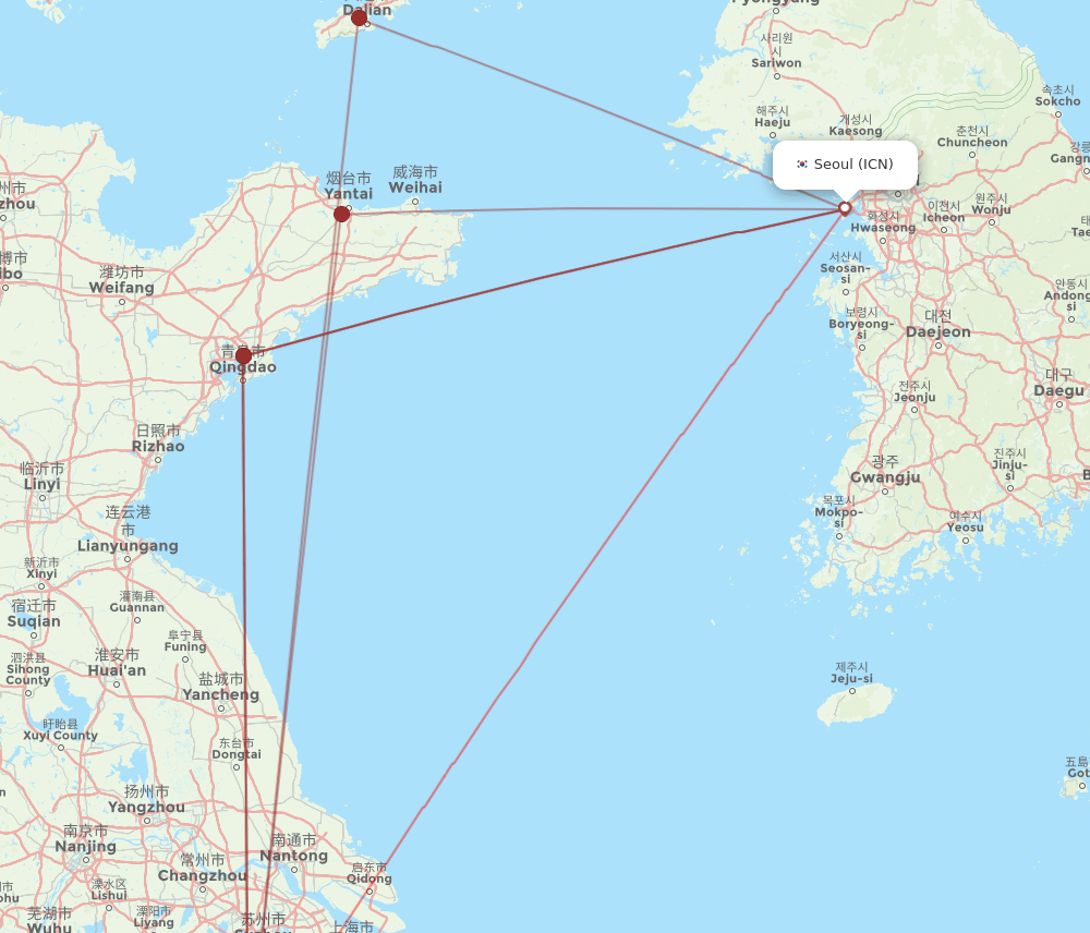 ICN-HGH flight routes