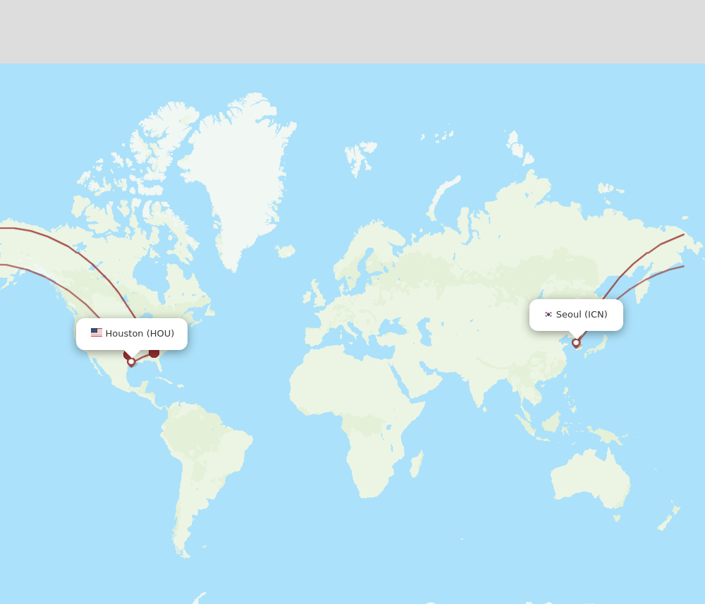 ICN-HOU flight routes