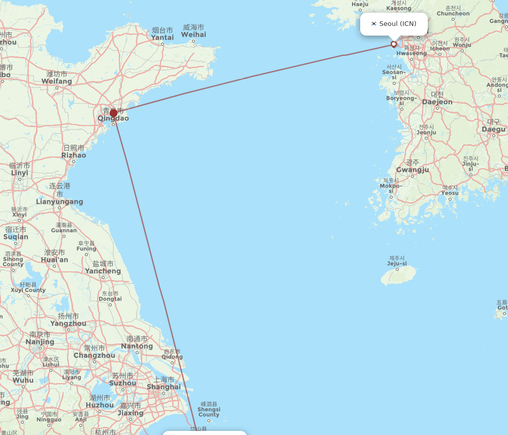 ICN-HSN flight routes