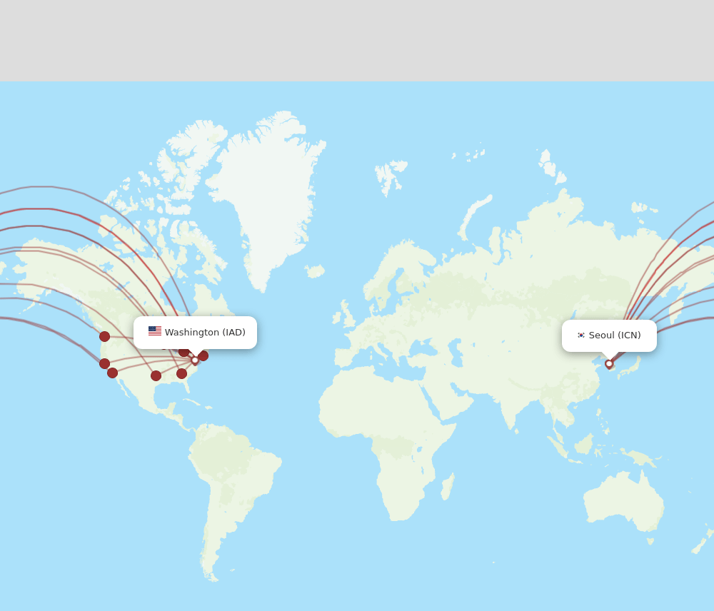 ICN-IAD flight routes