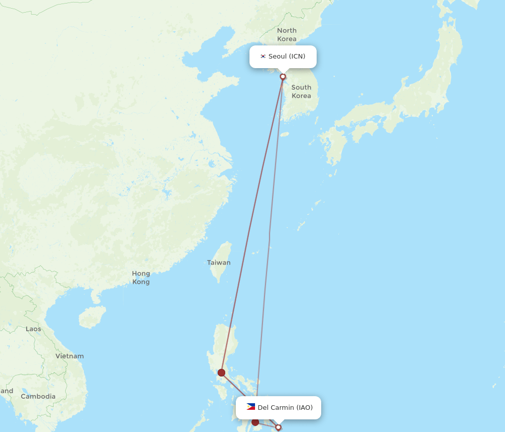 ICN-IAO flight routes