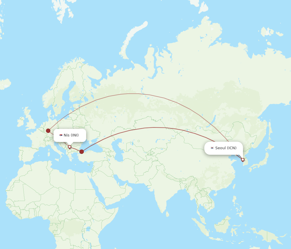 ICN-INI flight routes
