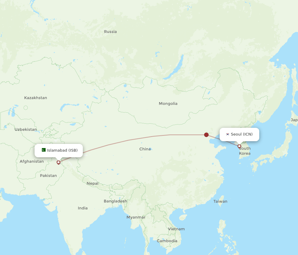 ICN-ISB flight routes