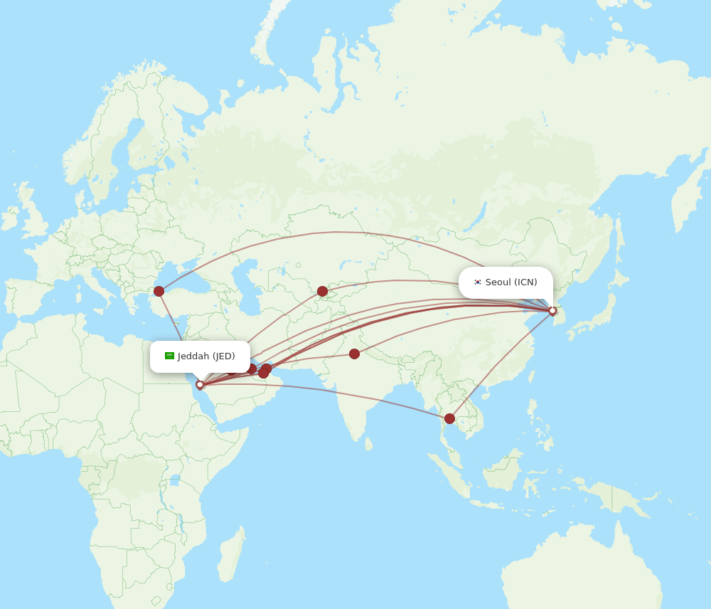 ICN-JED flight routes