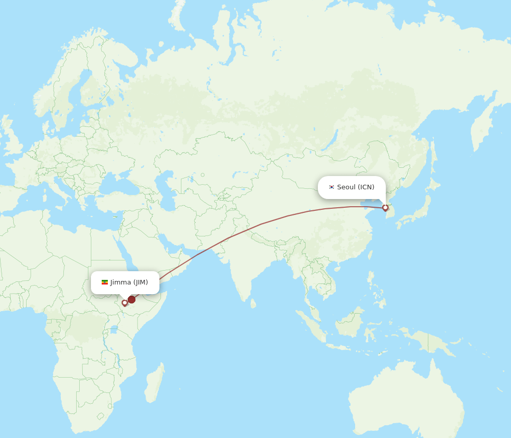 ICN-JIM flight routes