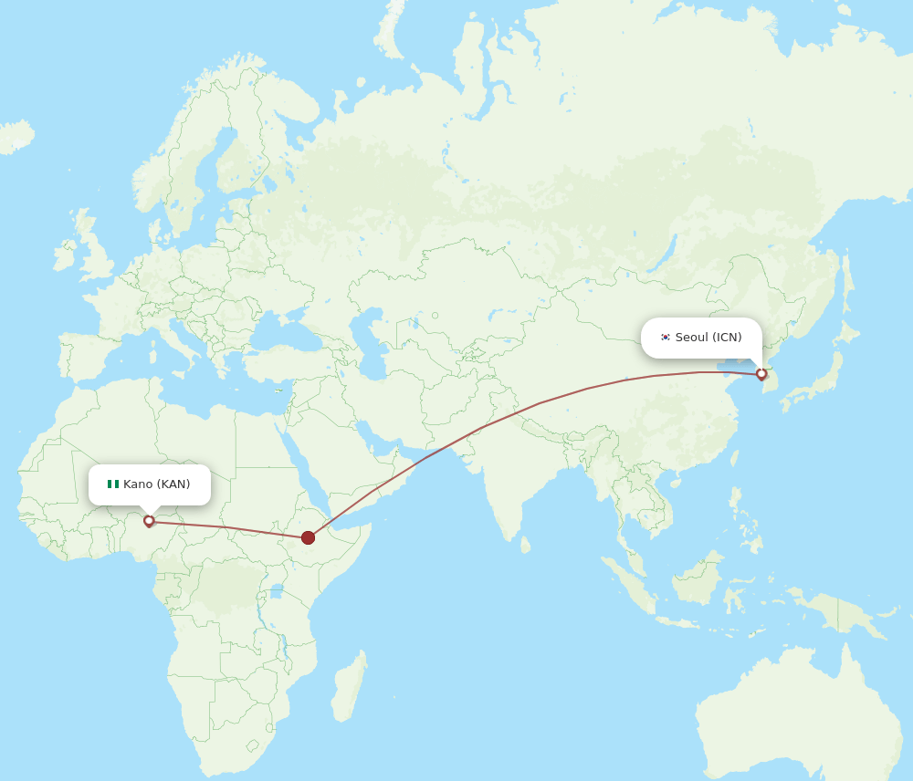 ICN-KAN flight routes