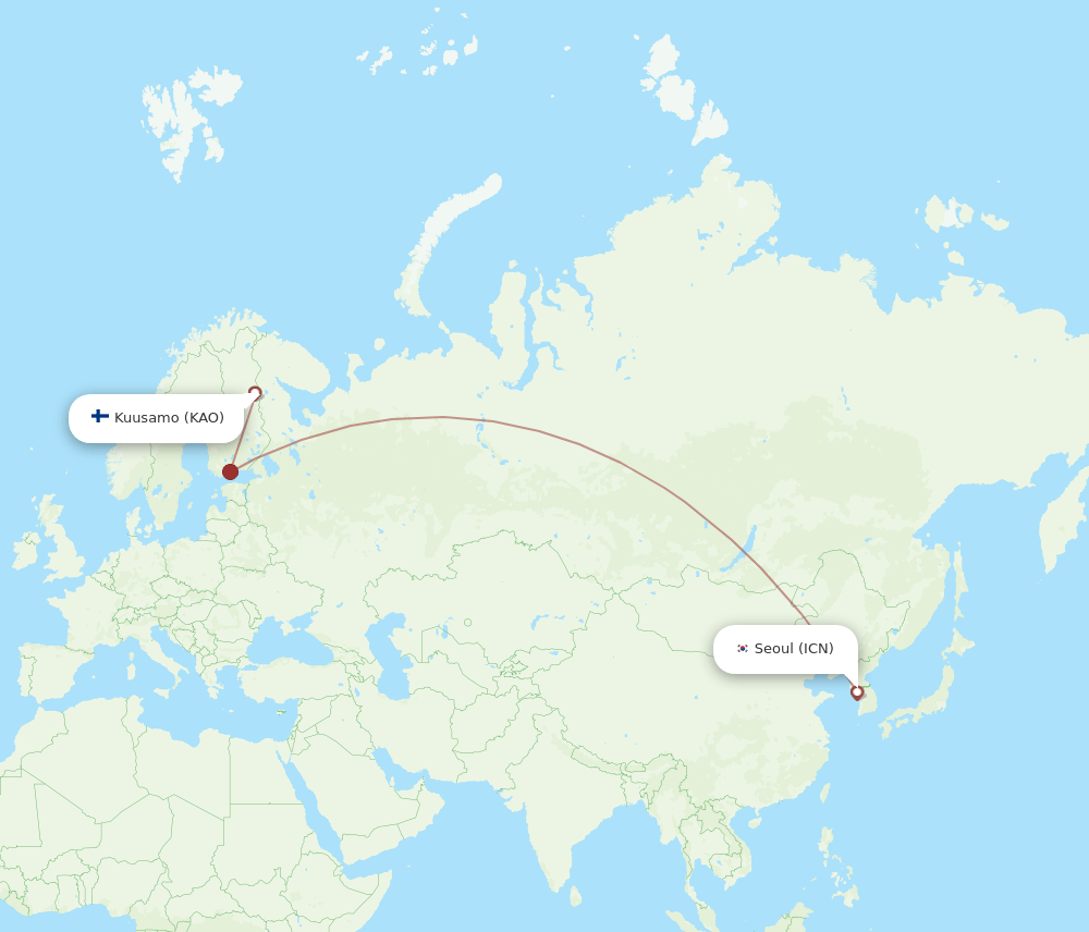 ICN to KAO flights and routes map