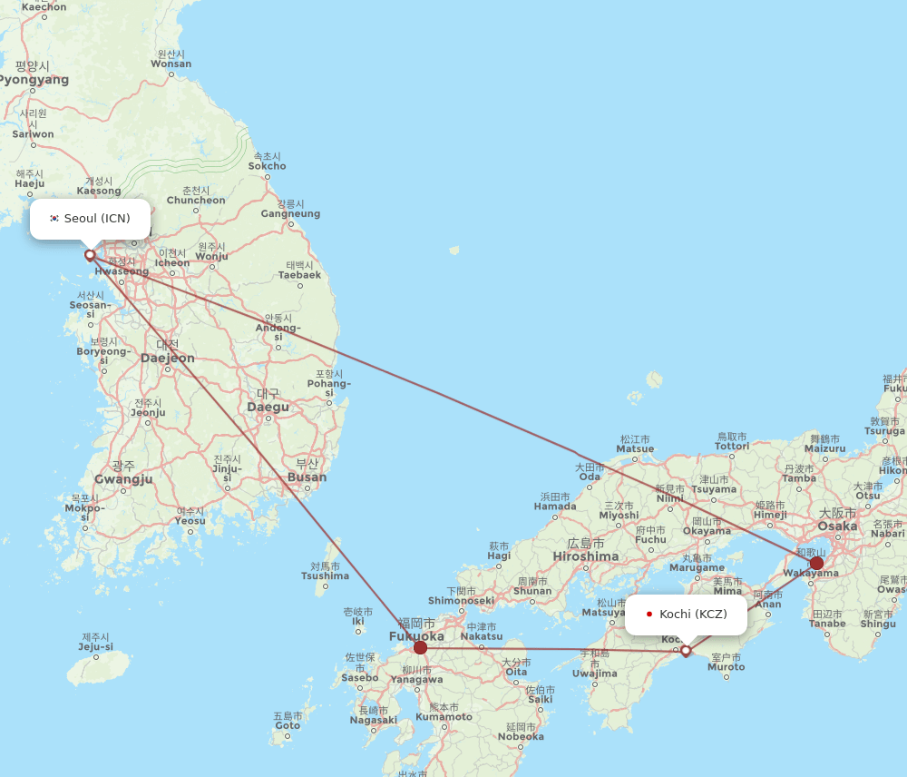 ICN-KCZ flight routes