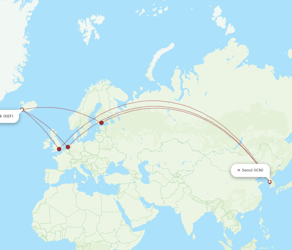 ICN-KEF flight routes