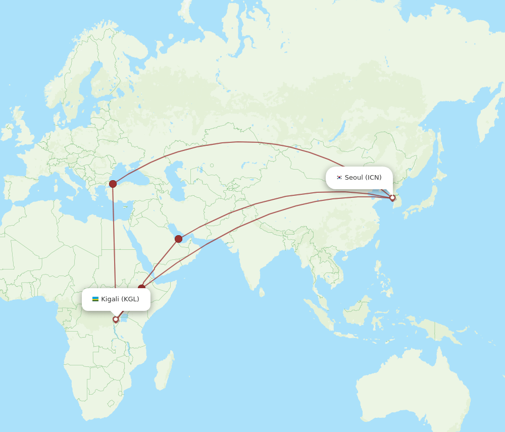 ICN-KGL flight routes