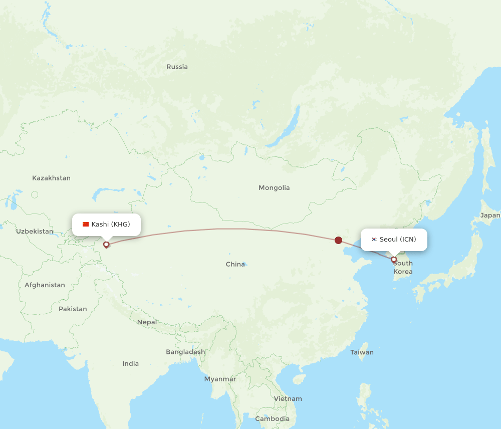 ICN-KHG flight routes