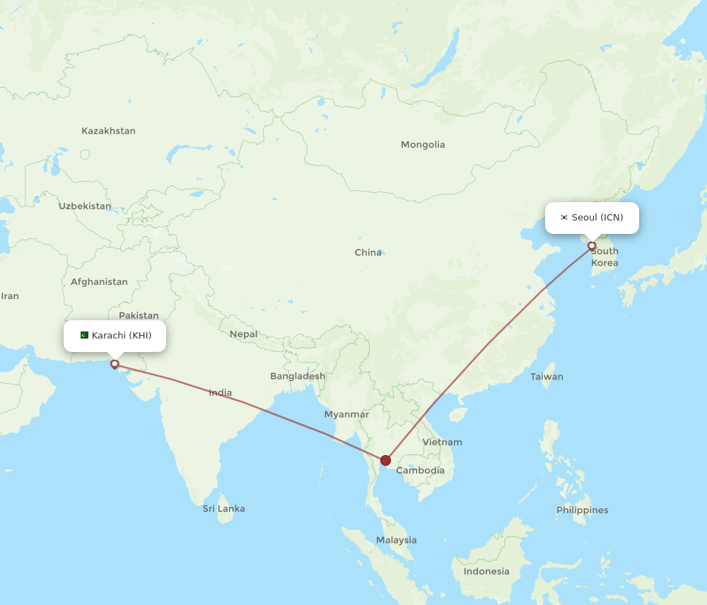 ICN-KHI flight routes