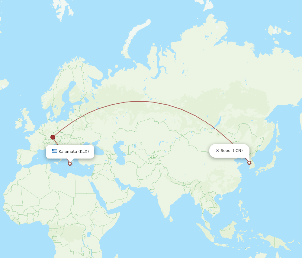 ICN-KLX flight routes