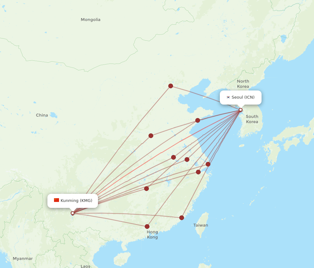 ICN-KMG flight routes