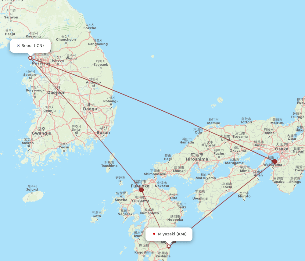 ICN-KMI flight routes