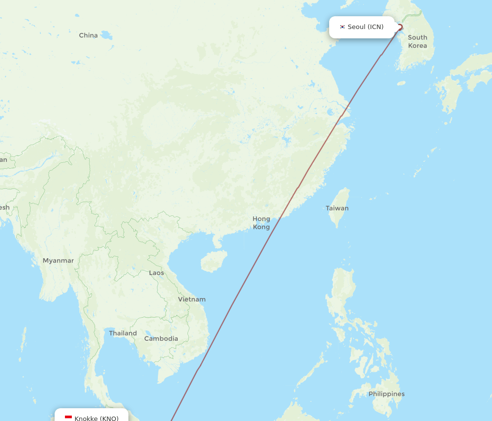 ICN-KNO flight routes