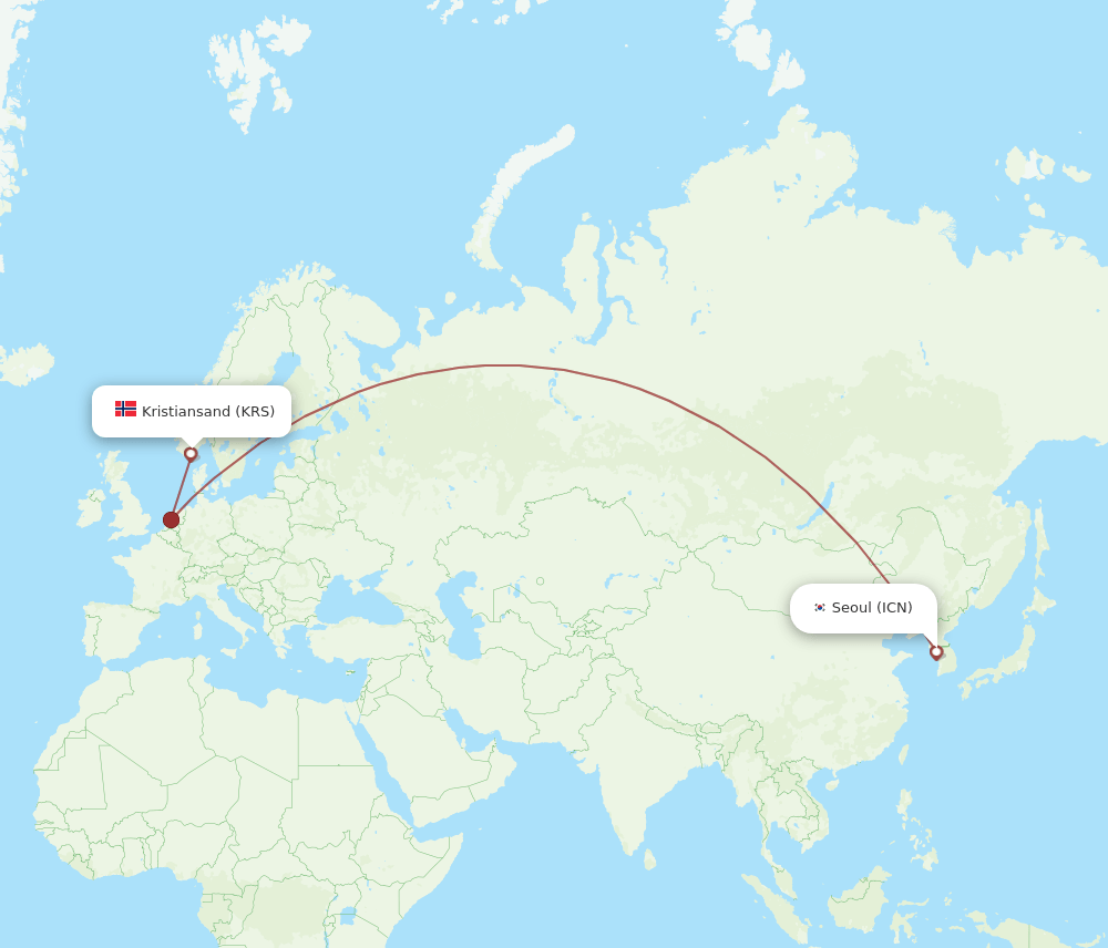 ICN-KRS flight routes