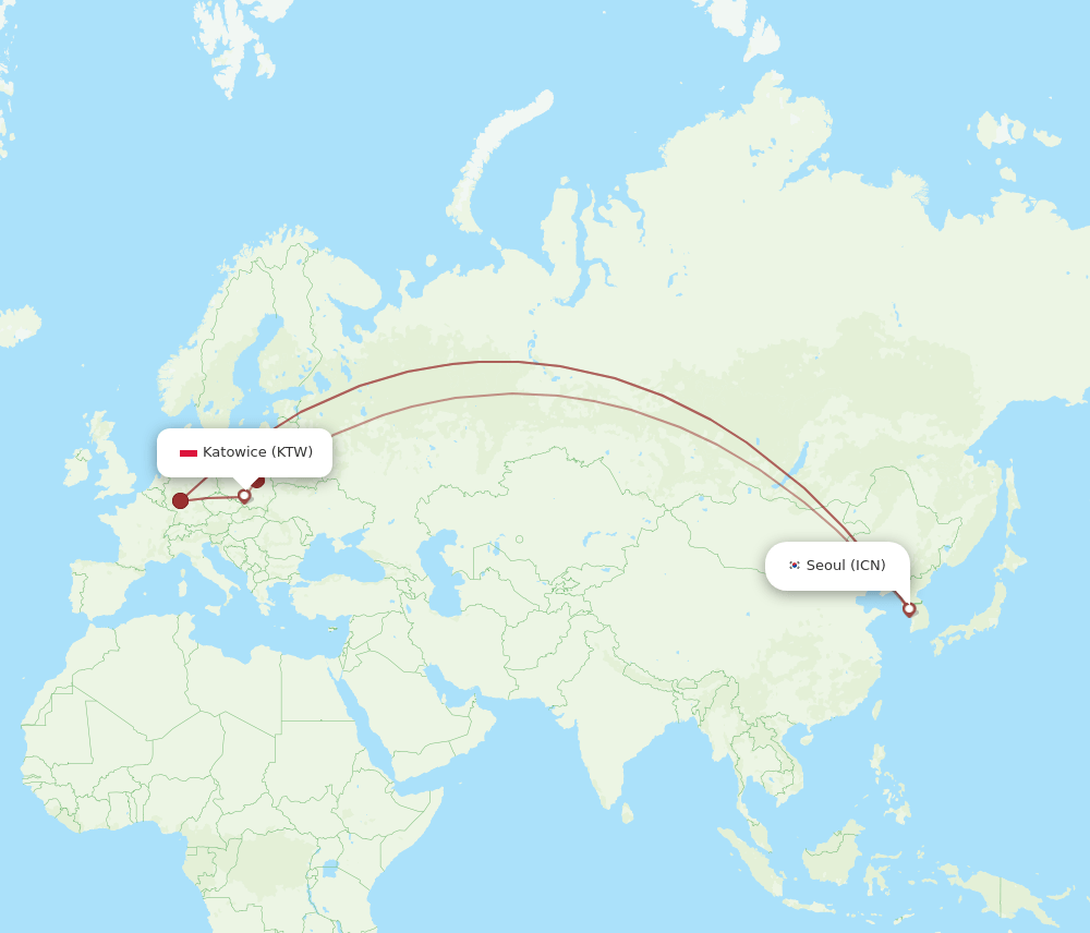 ICN-KTW flight routes