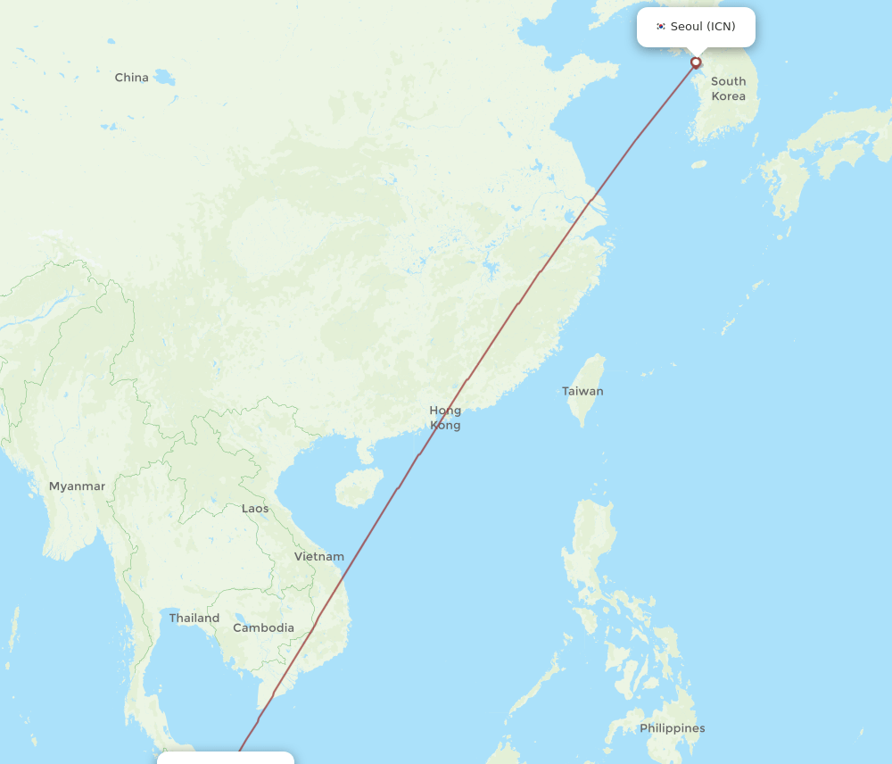 ICN-KUA flight routes