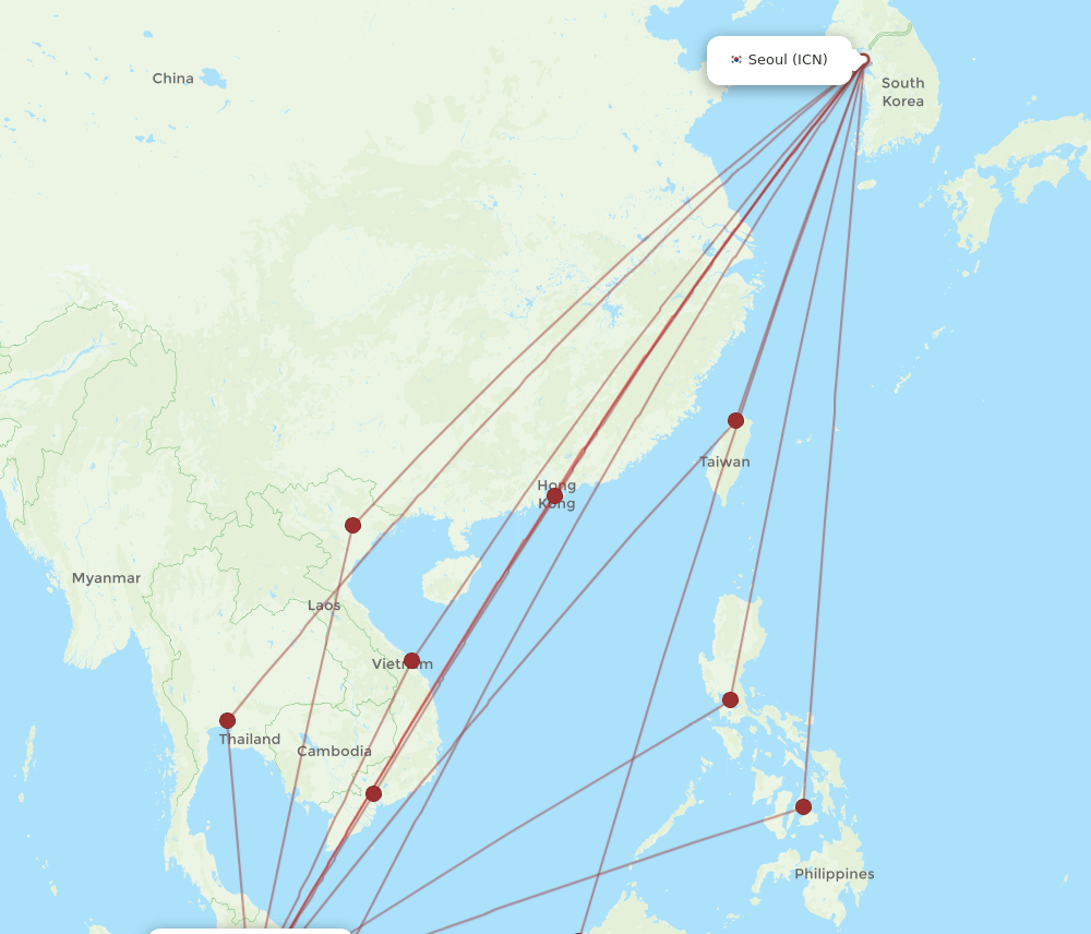 ICN-KUL flight routes