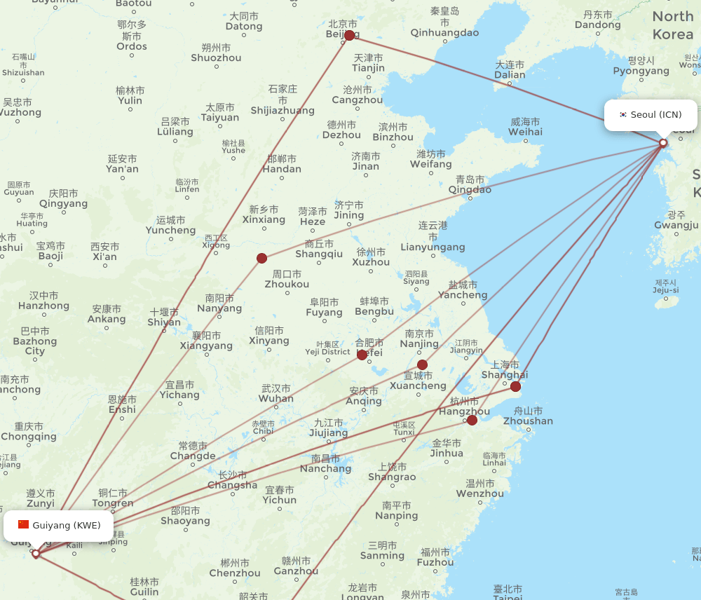 ICN-KWE flight routes