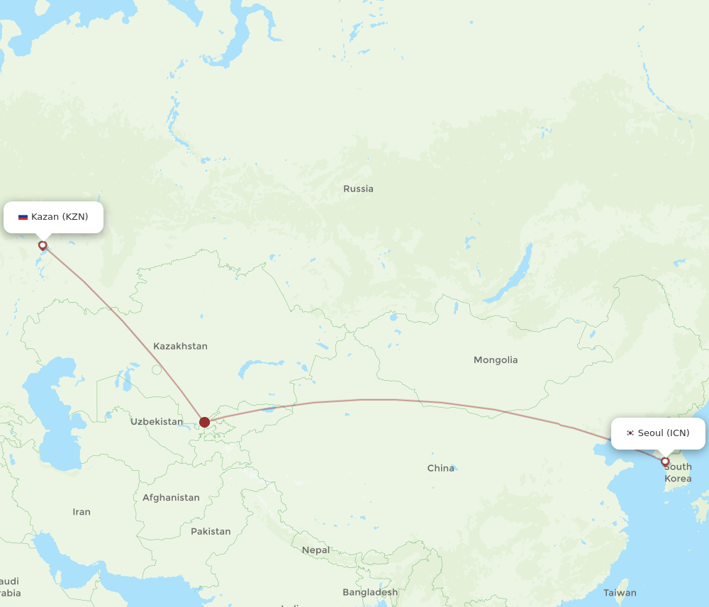 ICN-KZN flight routes