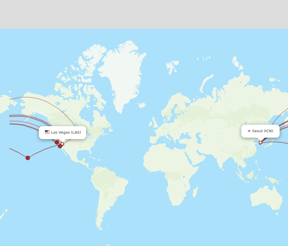 ICN to LAS flights and routes map