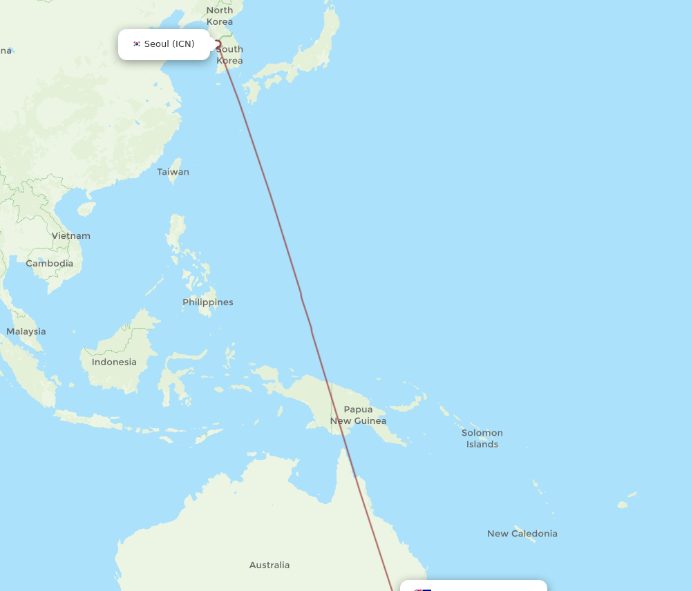 ICN to LDH flights and routes map