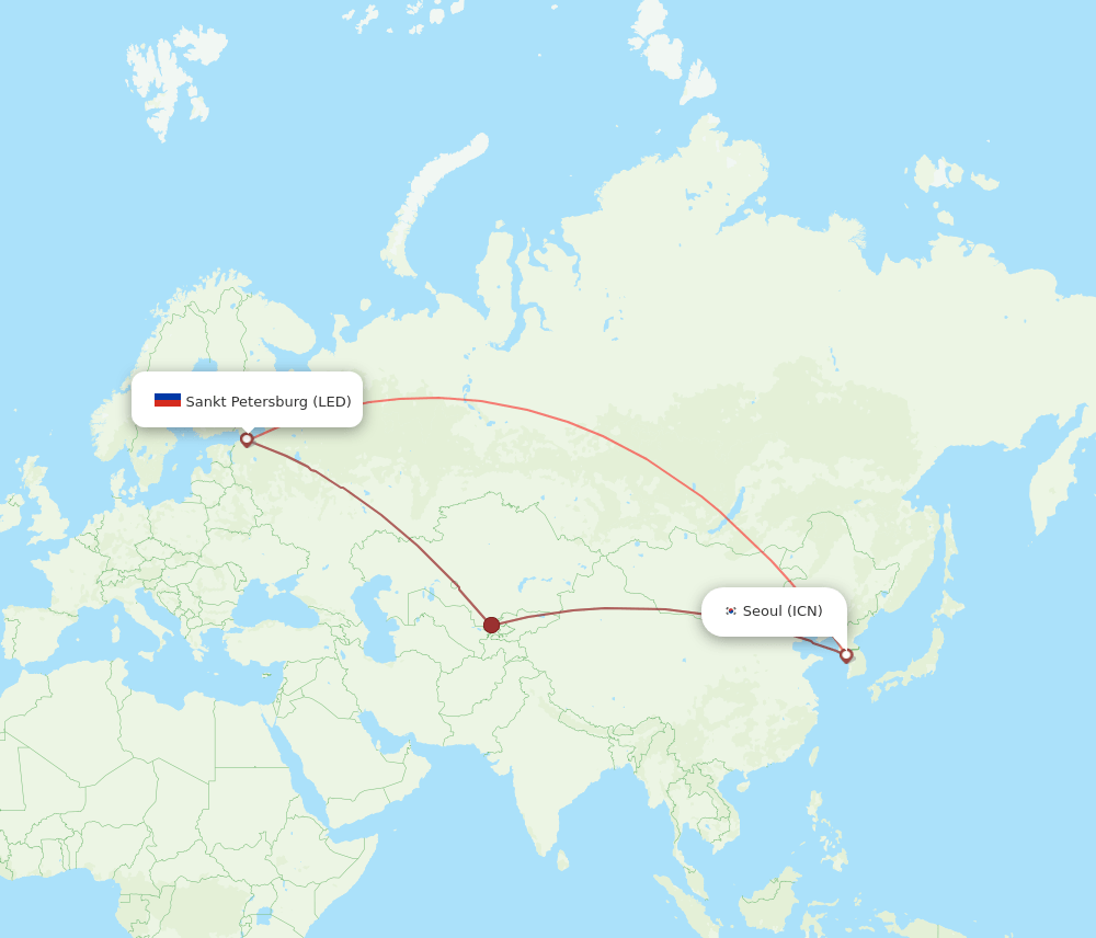 ICN-LED flight routes