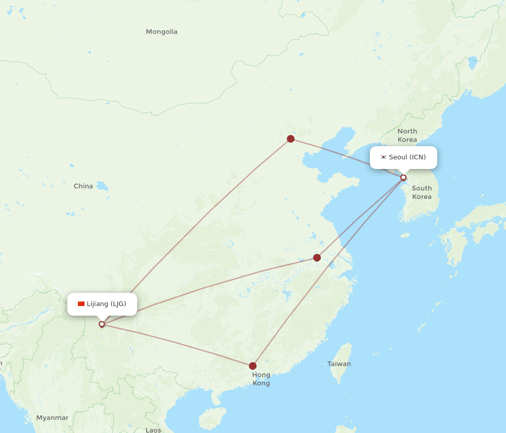 ICN-LJG flight routes
