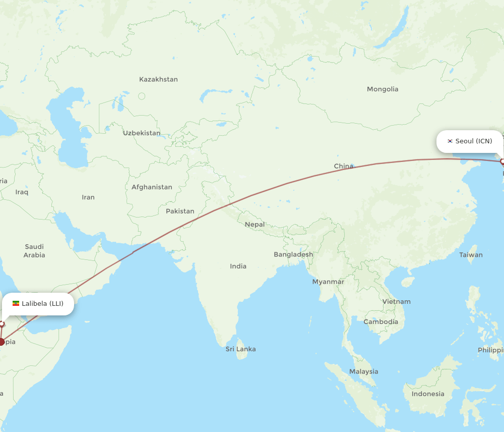 ICN-LLI flight routes