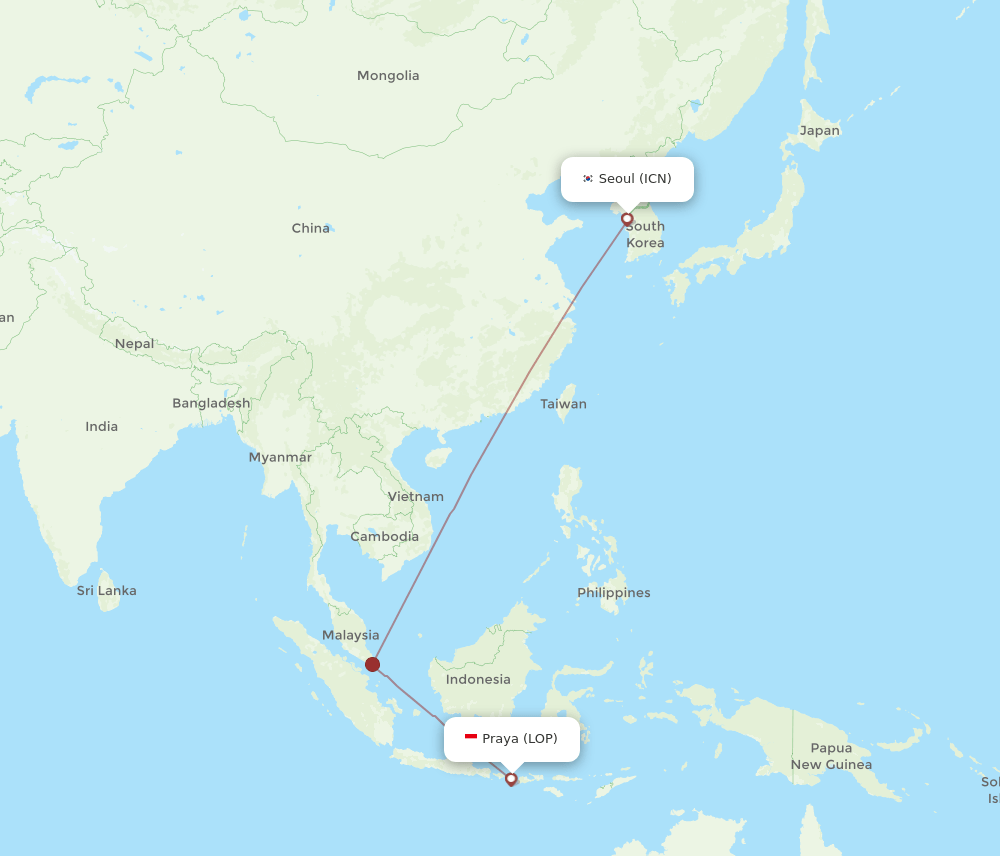ICN-LOP flight routes
