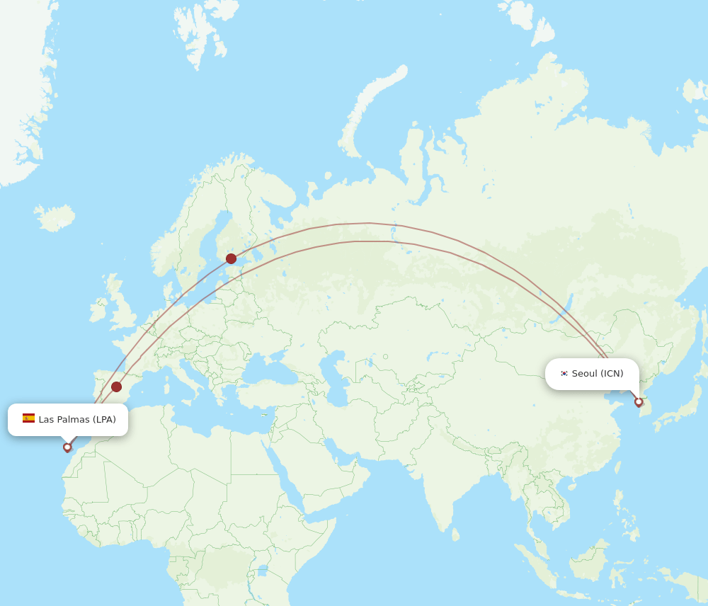 ICN-LPA flight routes
