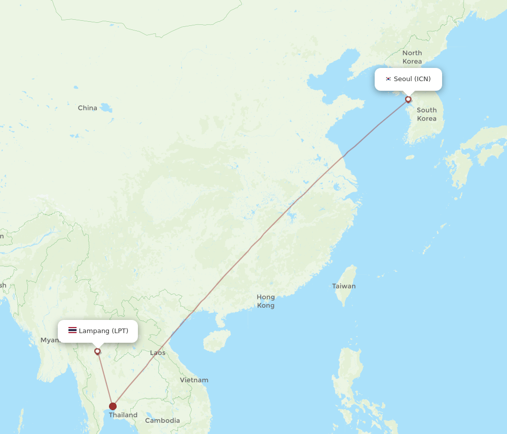 ICN-LPT flight routes